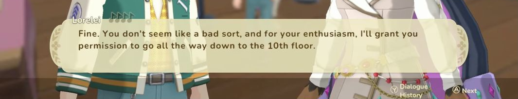 Lorelei grants permission to descend to the tenth floor of the mine.